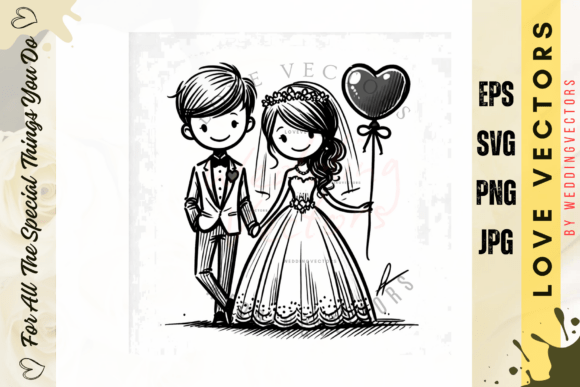 C4022: Elegant Wedding Couple & Love Vectors
