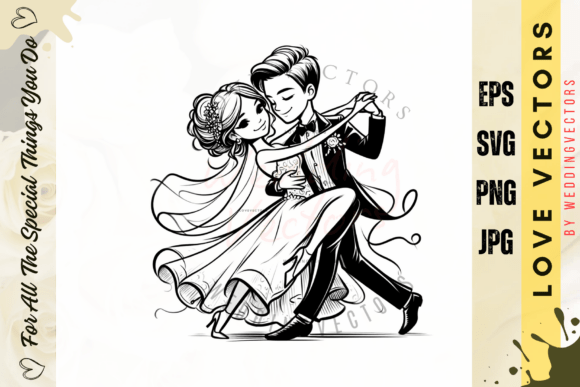 C4192: Modern Wedding Couple & Love Vectors