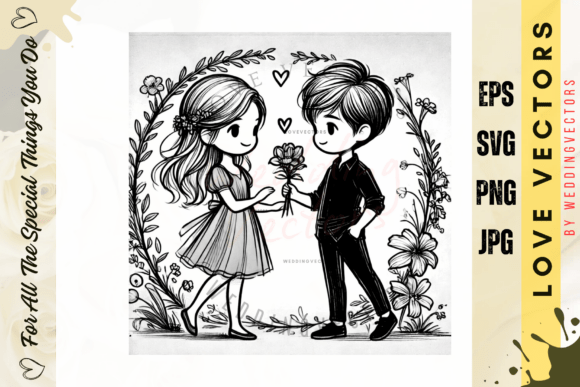 C4388: Elegant Wedding Couple & Love Vectors