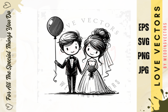 Classic Romantic Wedding Illustration: C4363 Design Assets