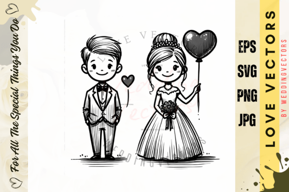 Elegant Wedding Couple & Love Vectors: C4038 Design Guide