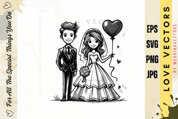 Elegant Wedding Couple & Love Vectors: C4283 Design Guide