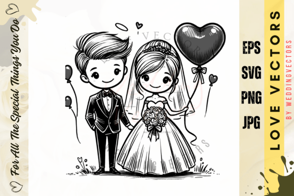 Elegant Wedding Couple & Love Vectors for Designers
