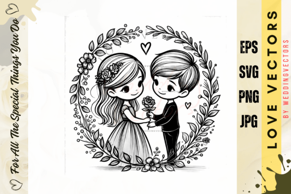 Elegant Wedding Couple & Love Vectors: The C4010 Design
