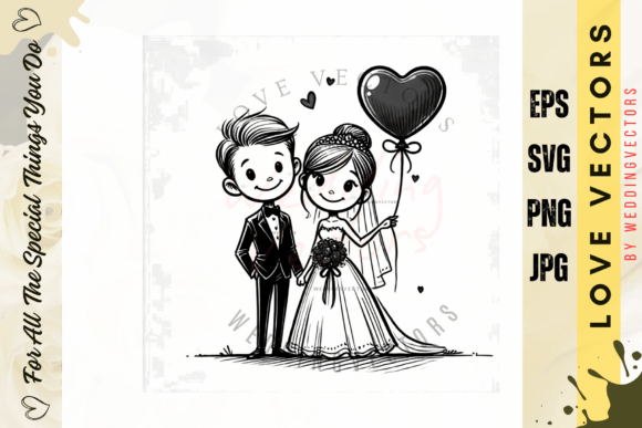 Elevate Romance Designs with Wedding Couple and Love Vectors - C4219