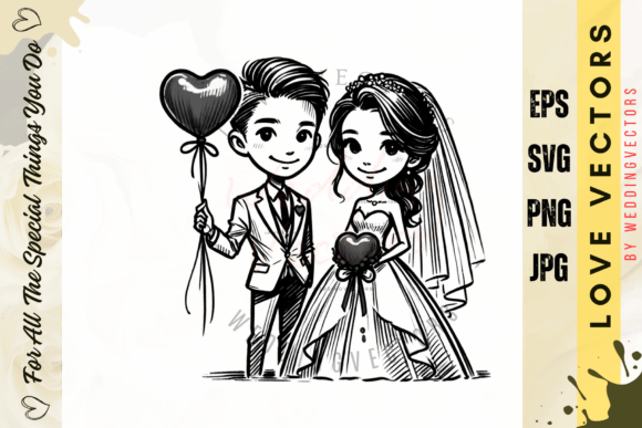 Elevate Your Wedding Designs with Luxury Love Illustration C4129