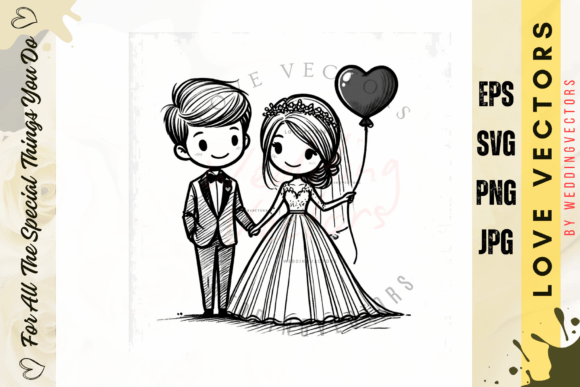 Modern Love Vectors for Contemporary Wedding Art