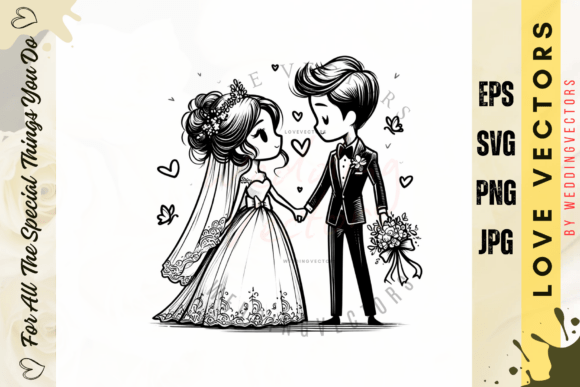 Wedding Couple and Love Vectors - C4003: Elevating Design with Romance