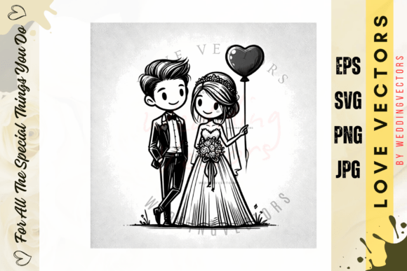 Wedding Couple and Love Vectors - C4036: Golden Elegance for Designers