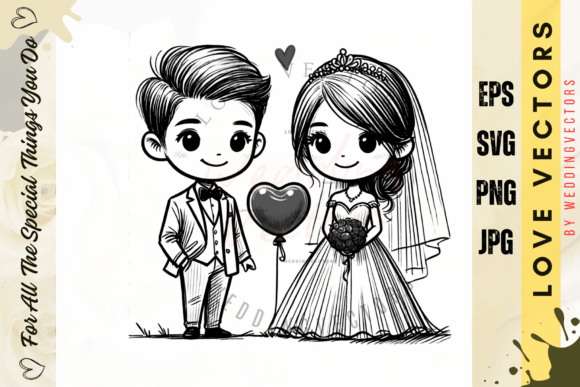 Wedding Couple and Love Vectors - C4040: Elegant Design Assets
