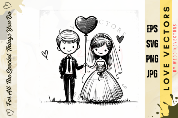 Wedding Couple and Love Vectors - C4056