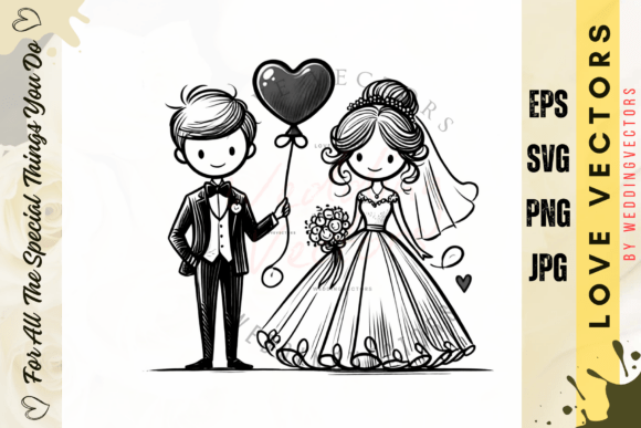 Wedding Couple and Love Vectors - C4133