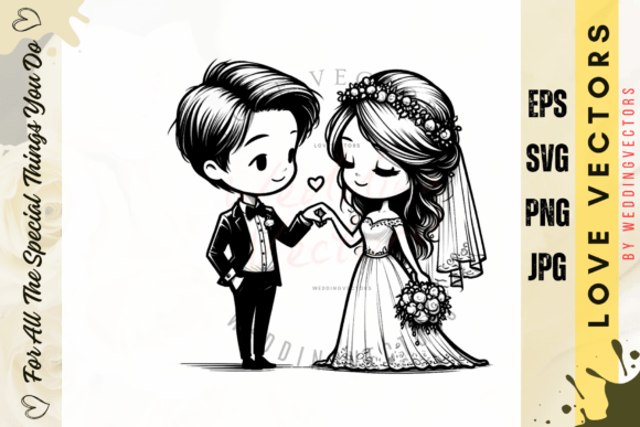 Wedding Couple and Love Vectors - C4158