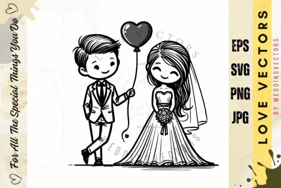 Wedding Couple and Love Vectors - C4295