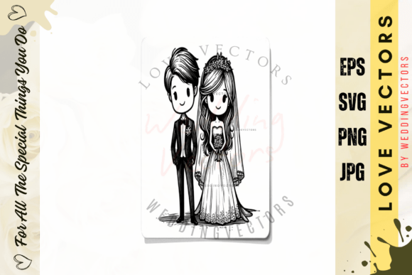 Wedding Couple and Love Vectors - C4355