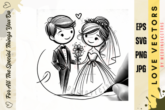 Wedding Couple and Love Vectors - C439: Design Elegance